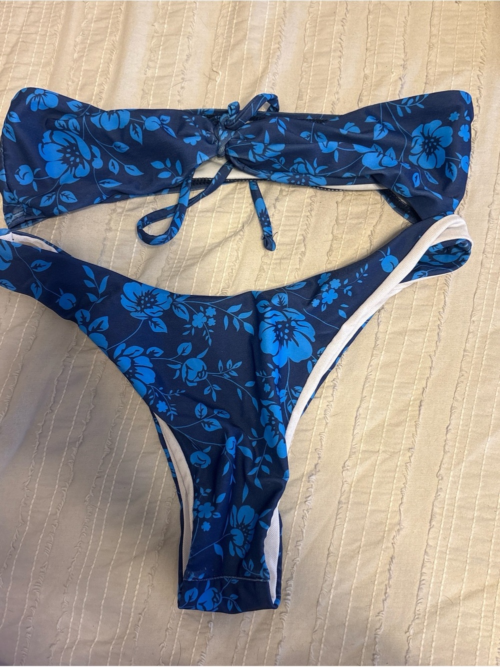 Bandeau Floral Bikini Set - Blue